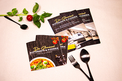 Several materials for the gastronomy industry branding brown business equipment business material catering design flyer flyers food food drink gastronomy graphic design hotel business menu menucard restaurant wood