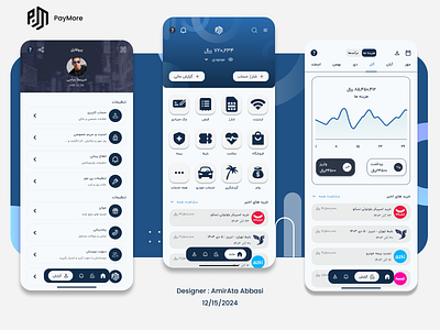 PayMore - Your All-in-One Digital Wallet Solution digital wallet fintech logo minimal ui mobile app persian app ui ui design user experience user interface ux design wallet app