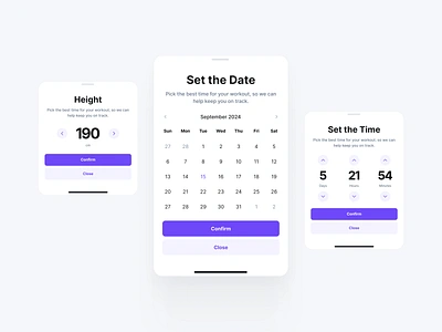 Bottom sheet – app design app bottomsheet component data design element height picker ui ux weight