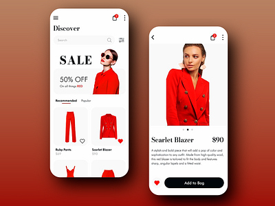 Red Hot Sale: Fashion App app app design app ui app ux catalog clothing app design e commerce app fashion app mobile mobile app online shopping red theme retail app ui ui design ui ux user interface ux ux design