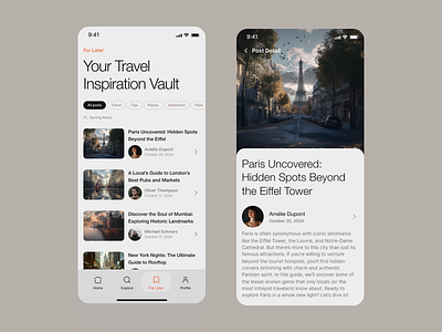 Blog app UI design app article blog for later inspiration mobile post ui ux warm