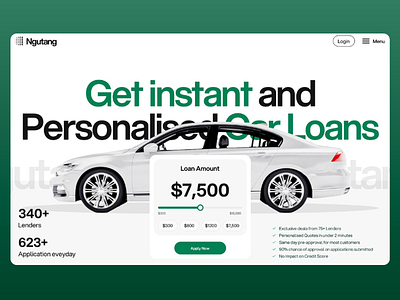 Ngutang: Car Loan Website Design branding car financing car loan design e commerce exlusive financial services fintech landing page lenders loan appliaction modern website online loan personalized loans ui ui design ux web ui web ux website design