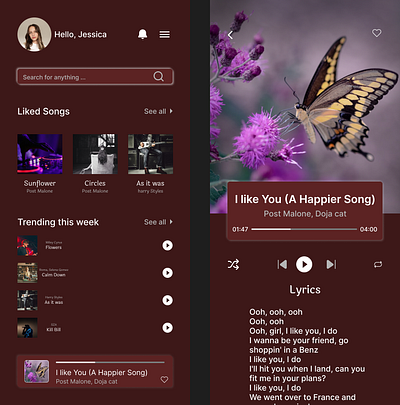 Daily UI Day 009 - Music Player colourpallate design figma typography ui ux