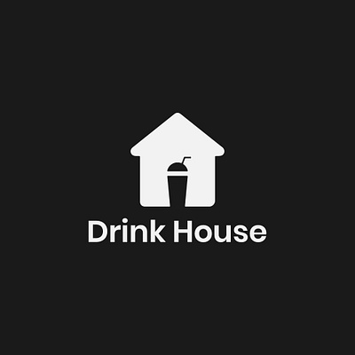 Drink House Logo bold clever logo creative cup drink drinks glass home home logo house juice liquid logo meaningful minimal negative space shake shake glass smart straw water