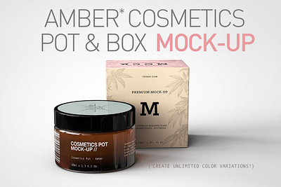 Amber Cosmetics Pot & Box Mock-Up amber amber cosmetics pot apothecary bottle branding brown jar medical mock mock up mockup pharma pot presentation