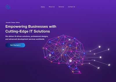 "Empowering Innovations Through AI-Driven Design" ai concept design ai driven solutions ai technology showcase artificial intelligence uiux branding creative website design future ready web design futuristic landing page graphic design interactive ui design it solutions design modern web development neon ui design responsive website design tech company landing page tech startup website design ui uiux design web design portfolio web ui trends 2024