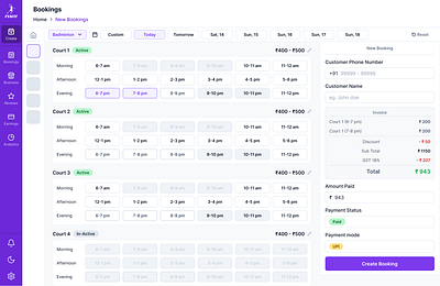 Fyafit - Sports Venue Booking System: SaaS CRM & CMS Solution booking cms crm dashboard saas ui ux webapp