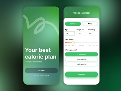 Calorie calculator branding design graphic design mobile ui ux vector web