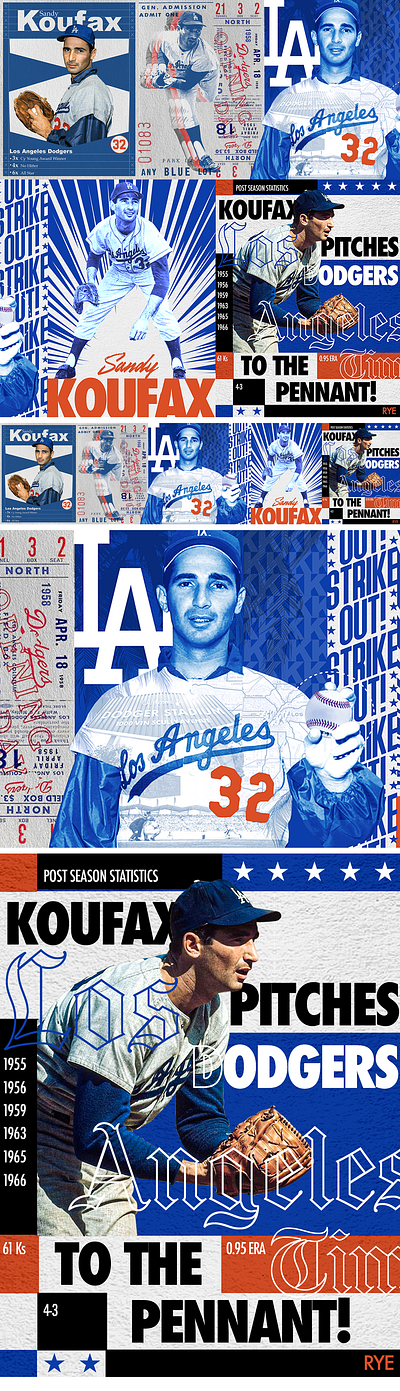 Sandy Koufax baseball branding design dodgers graphic design socialmedia sports typography