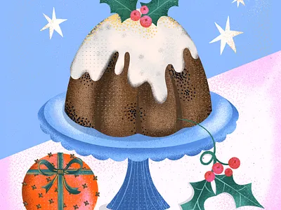 Christmas Pud art licensing illustration procreate surface design