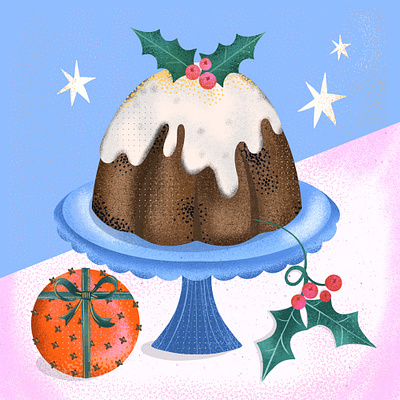 Christmas Pud art licensing illustration procreate surface design