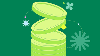 Mini animation - Stacking Coins animation banking branding burst coin coins finance fintech graphic design green illustration investment money motion motion graphics nerdwallet stacking stars tech wealth