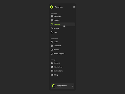 Sidebar navigation app clean collapse crm dark dark mode dashboard figma hover menu minimal navigation notifications product design saas sidebar sidebar navigation sidenav ui ux