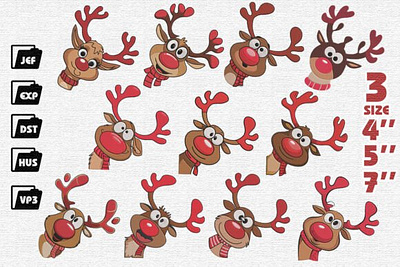 Set of 11 Christmas Reindeer 3d animation app branding design graphic design illustration logo motion graphics typography ui ux vector