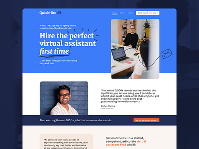 QuickHire VA | Landing Page Concept graphic design hero landing page london ui va virtual assistant visual identity web design website