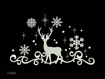 Elegant Snowy Deer Embroidery Design 3d animation app branding design graphic design illustration logo motion graphics typography ui ux vector