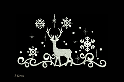 Elegant Snowy Deer Embroidery Design 3d animation app branding design graphic design illustration logo motion graphics typography ui ux vector