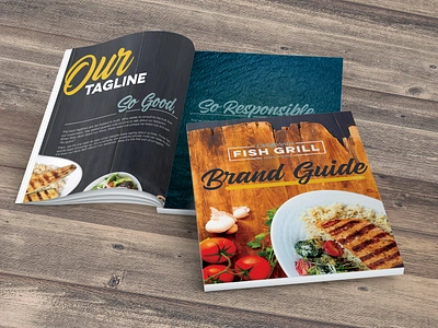 Brand Guide: California Fish Grill brand book brand guide branding corporate design graphic design layout logo photo compositing