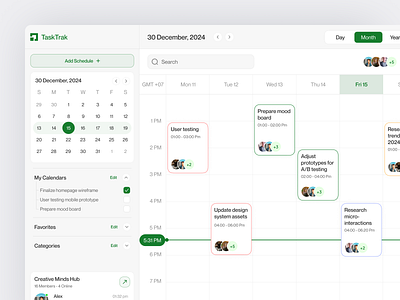 TaskTrak - Meeting Schedule Platform Dashboard activity calendar clean dashboard design event kanban management planner product product design saas schedule table task task management ui ui design ux work