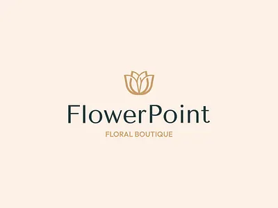 FlowerPoint - Logo Design boutique design designer floral flower flower shop gold green icon lily line logo minimal modern monogram rose simple tulip
