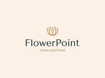 FlowerPoint - Logo Design boutique design designer floral flower flower shop gold green icon lily line logo minimal modern monogram rose simple tulip