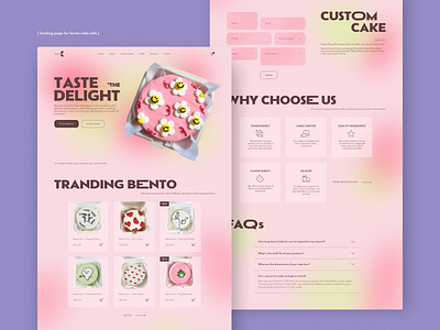 Landing Page for Bento Cake Cafe cafe cake design landing landing page restaurant ui ux web design