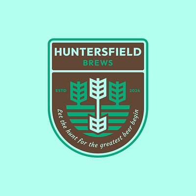 Huntersfield Badge arrow badge beer logo brand identity branding brewery design graphic design hunter logo logomark logotype wheat logo