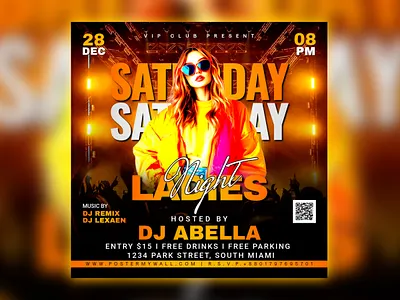 Night Party flyer design for instagram post psd
