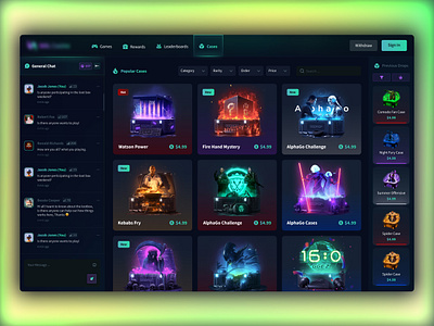 SolCasino - Online Crypto Casino: Cases app case case opening cases casino casino game crypto crypto game dark dashboard design gambling game launcher launcher ui online casino opening cases ui ui design web app design web design website