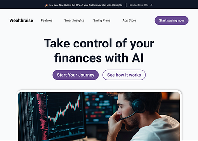 Personal finance Ai website landing page ai design figma finance landing page money ui ux webdesign website website design