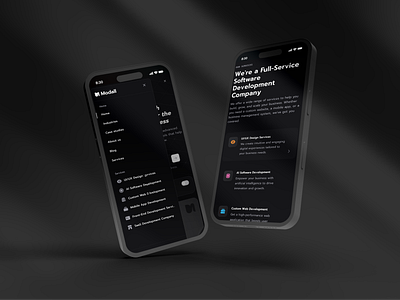 Dark-Themed Website Design for Software Development Agencies business website dark ui landing page mobile modern design saas website software development tech ui uiux web design