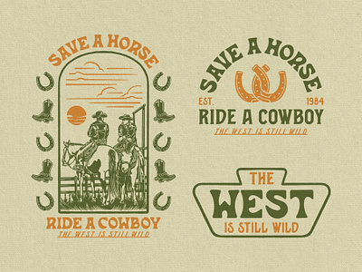 THE WEST IS STILL WILD badge branding cowboy design horse logo merch vintage branding vintage sign west western