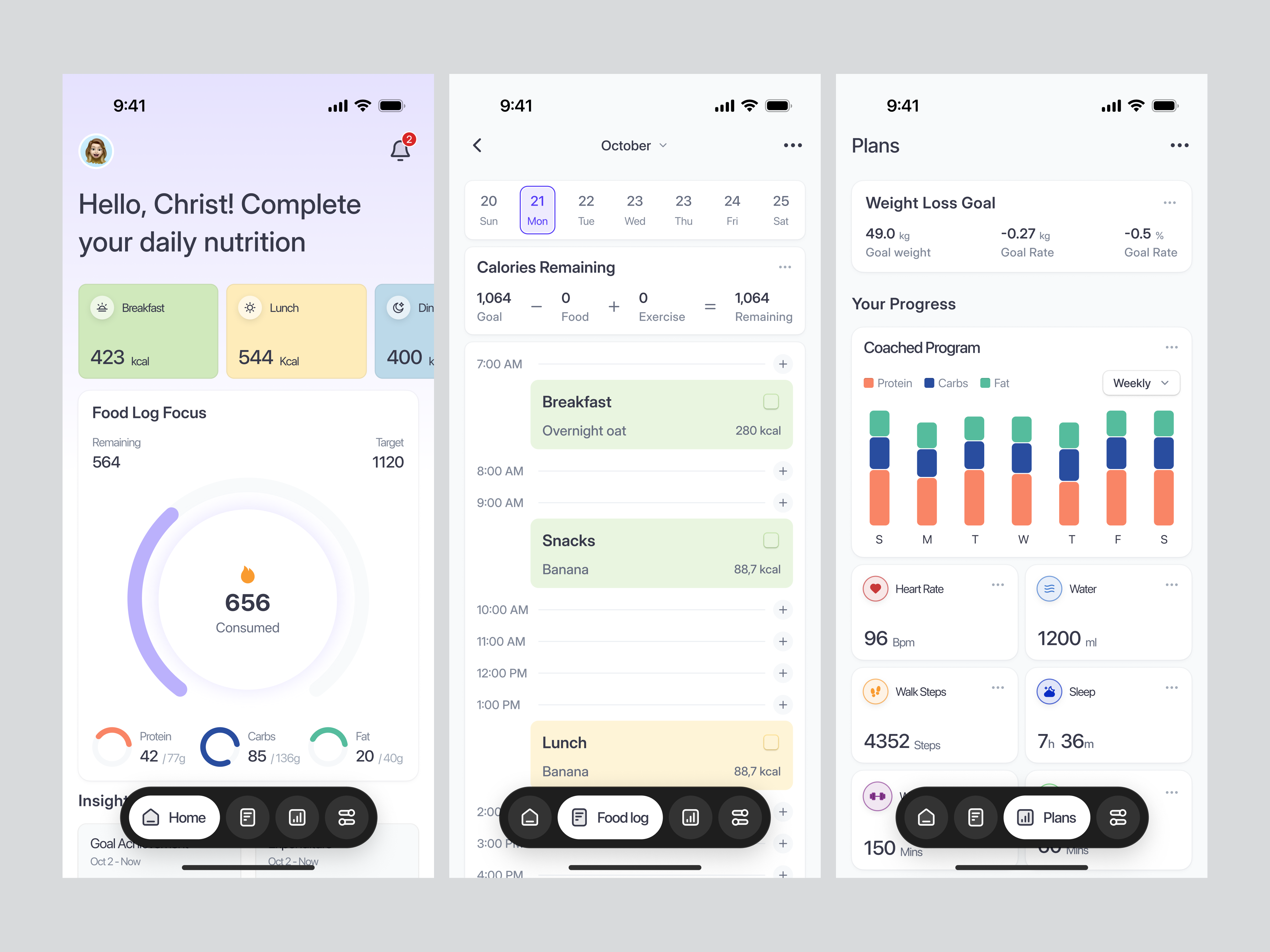 Meal and Nutrition Plan Mobile App UI/UX - Full Screen by Keitoto on ...