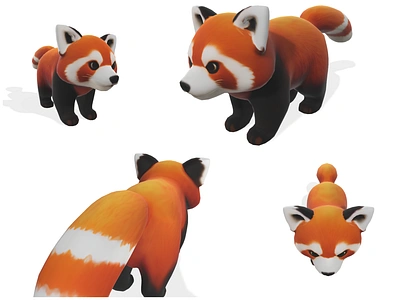 3D Playful Red Panda Model wildlife