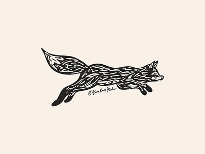 The Gray Fox animal folk fox gray fox illustration linocut outdoor procreate typography