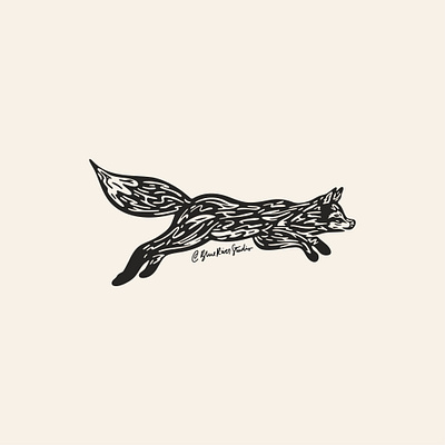 The Gray Fox animal folk fox gray fox illustration linocut outdoor procreate typography