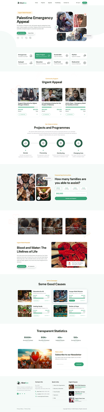 GiveEco: Charity Website Template charity clean donation graphic design landing minimal ngo nonprofit onpage page template ui web website