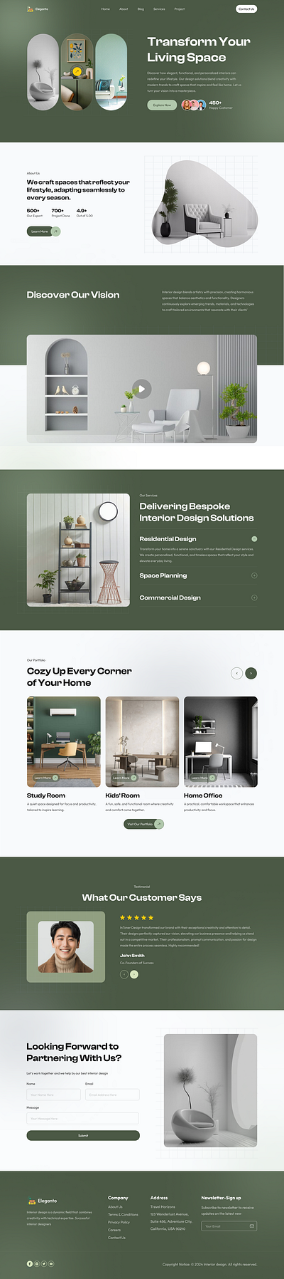 Eleganto: Website Landing Page agency business graphic design green landing marketing minimal onepage onpage template ui ux web web design website