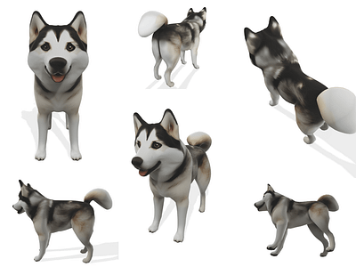 Loyal Stylized Siberian Husky 3D Model asset