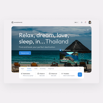 Travel booking design booking branding figma landing page product productdesign travel traveldesign ui uiux ux