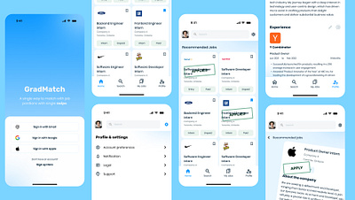 GradMatch ios jobs board mobile app ui ux