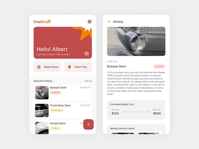 #UIExploration - CrashSnap android app application branding car crash design figma homepage ios kotlin light mode mobile mobile app red transportation ui uiux ux workshop