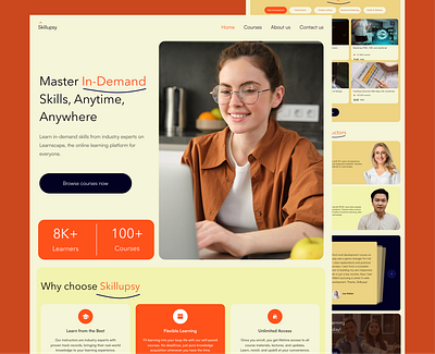 Online learning platform website landing page course education landing page learning platform ui ui design web design website design