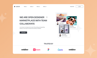 Landing page - Designer Marketplace black clean design designer home page landing landing page marketplace morden ui ui design uidesign white