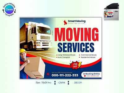 Moving Solutions Car Magnet Canva Template move service car magnet