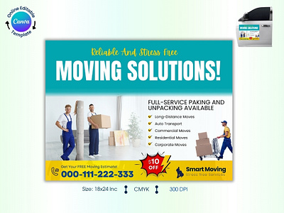 Moving Services Car Magnet Canva Template move service car magnet