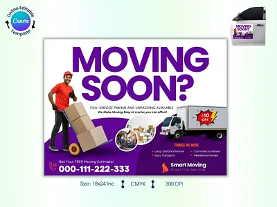 Moving Soon-Moving Services Car Magnet Canva Template move service car magnet