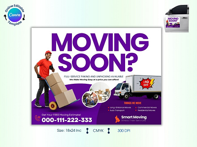 Moving Soon-Moving Services Car Magnet Canva Template move service car magnet