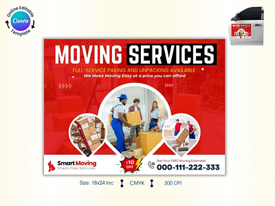 Moving Services Car Magnet Canva Template move service car magnet