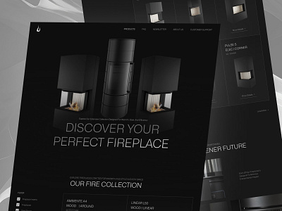 Spartherm - Dark Luxury Clean Fireplace Website Collection Page aesthetic collection page company profile ecommerce elegant fireplace landing page luxury minimalist modern online shop product page shopify ui ux web design website website design website designer website layout